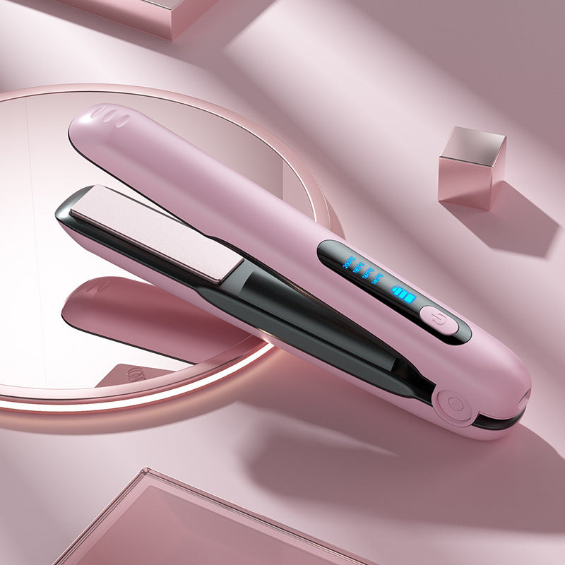 ワイヤレスヘアアイロン フラットアイロン ミニ 2 in 1 ローラー USB 5000mAh 最大200度 ポータブル コードレス カーラー 4段階 ドライ&amp;ウェット両用