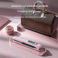 ワイヤレスヘアアイロン フラットアイロン ミニ 2 in 1 ローラー USB 5000mAh 最大200度 ポータブル コードレス カーラー 4段階 ドライ&amp;ウェット両用