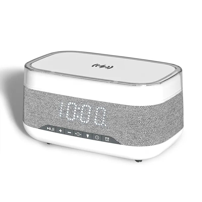 インテリジェントな多機能目覚まし時計 Bluetoothスピーカー ワイヤレス充電器 急速充電時計 雰囲気のあるナイトライト ホームデコレーション