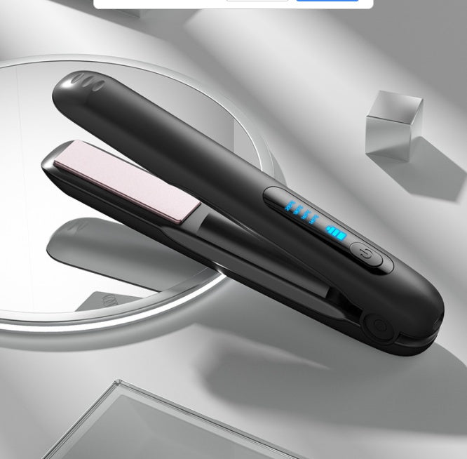 ワイヤレスヘアアイロン フラットアイロン ミニ 2 in 1 ローラー USB 5000mAh 最大200度 ポータブル コードレス カーラー 4段階 ドライ&amp;ウェット両用