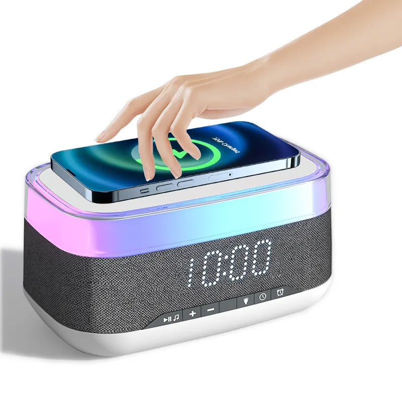 インテリジェントな多機能目覚まし時計 Bluetoothスピーカー ワイヤレス充電器 急速充電時計 雰囲気のあるナイトライト ホームデコレーション