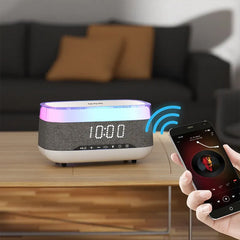 インテリジェントな多機能目覚まし時計 Bluetoothスピーカー ワイヤレス充電器 急速充電時計 雰囲気のあるナイトライト ホームデコレーション