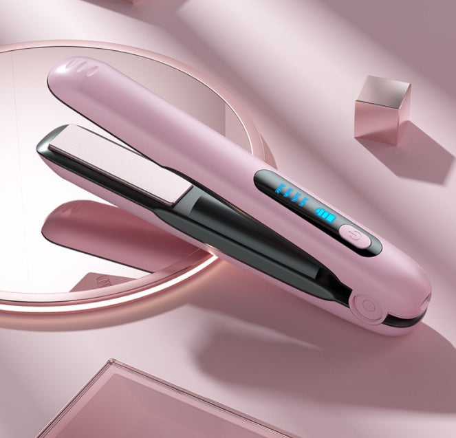 ワイヤレスヘアアイロン フラットアイロン ミニ 2 in 1 ローラー USB 5000mAh 最大200度 ポータブル コードレス カーラー 4段階 ドライ&amp;ウェット両用