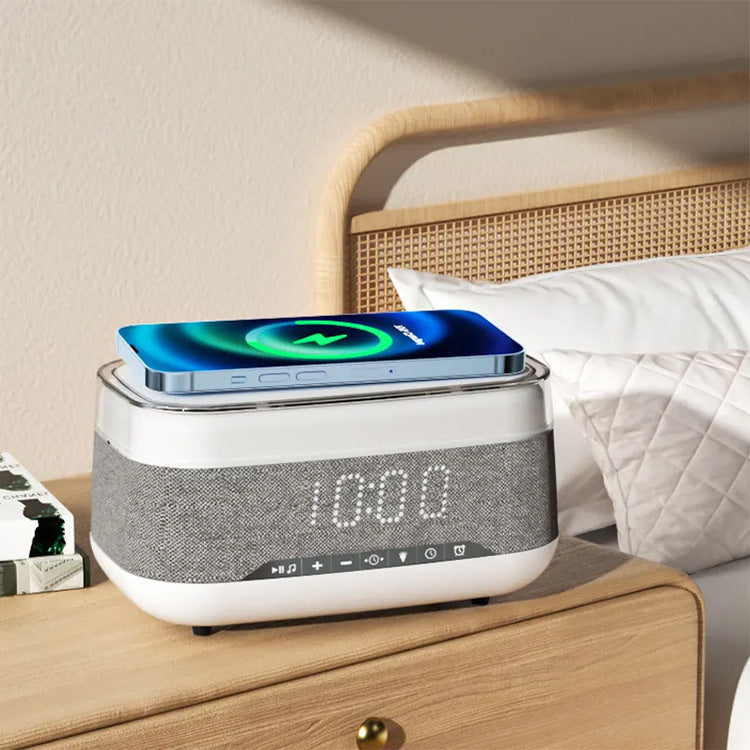 インテリジェントな多機能目覚まし時計 Bluetoothスピーカー ワイヤレス充電器 急速充電時計 雰囲気のあるナイトライト ホームデコレーション